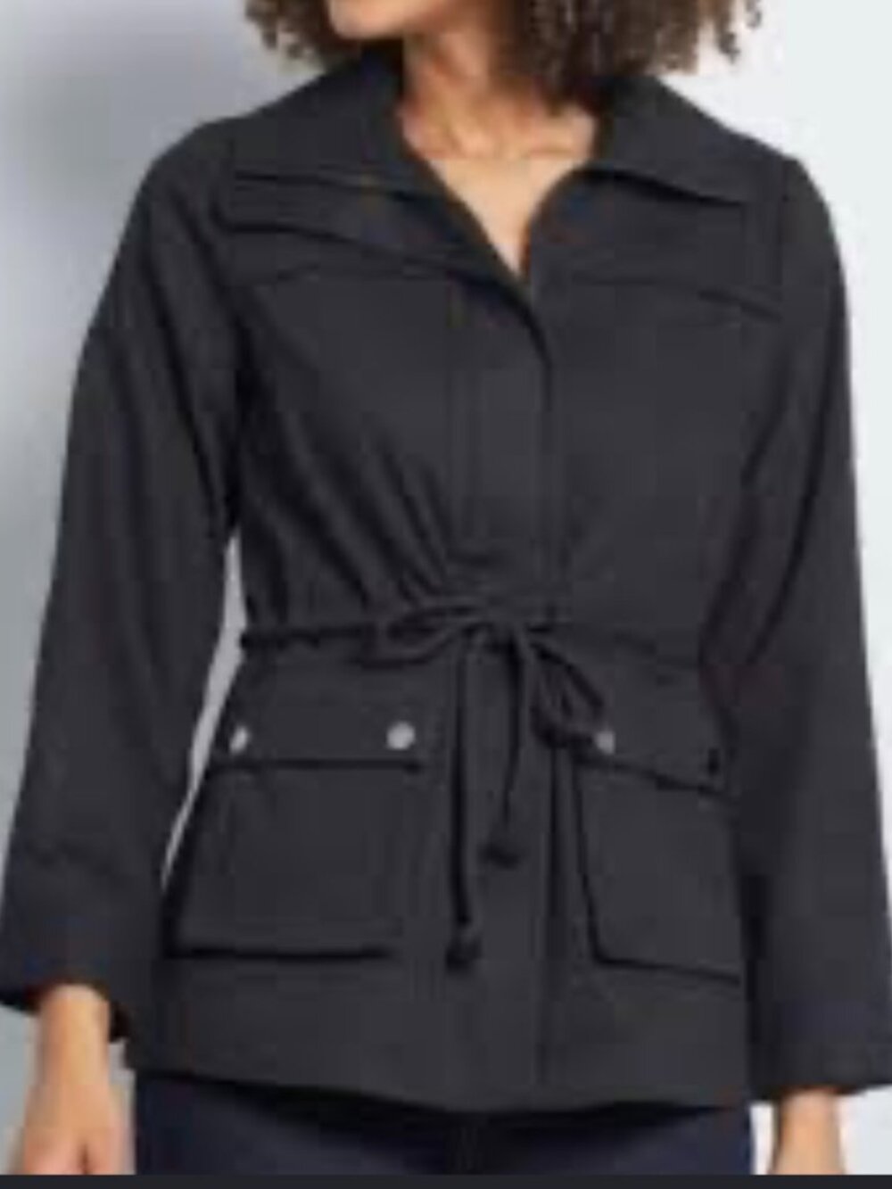 ModCloth "Escape Into Nature" Black Full Zip Utility Jacket Women's Size Large